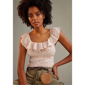 Anthropologie Ruffle Smocked Blouse
